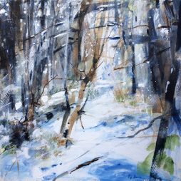 Snow Copse, watercolour
